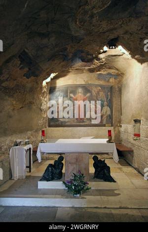 Grotte catholique de Gethsémané alias grotte de trahison, Mont des oliviers, Jérusalem, Israël Banque D'Images