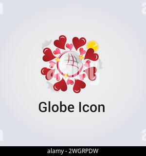 Planète Globe Earth Icon logo Design Round Circle Elements colorés Illustration de Vecteur