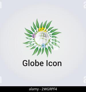 Planète Globe Earth Icon logo Design Round Circle Elements colorés Illustration de Vecteur