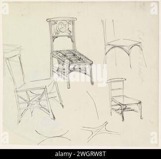 Dessins pour une chaise, Carel Adolph Lion cachet, 1874 - 1945 papier à dessin. encre. chaise de stylo-crayon Banque D'Images