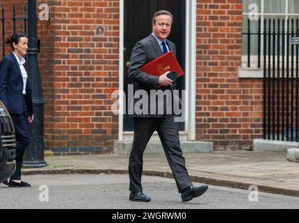 Londres, Royaume-Uni. 6 février 2024. David Cameron, ministre des Affaires étrangères, à Downing Street pour une réunion du Cabinet. Crédit : Karl Black/Alamy Live News Banque D'Images