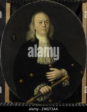 Portrait d'Abraham van Riebeeck (1653-1713), anonyme, v. 1700 peinture Portrait d'Abraham van Riebeeck (1653-1713). Gouverneur général des Indes orientales néerlandaises (1709-2013). Coupé en deux en ovale, debout, commadosta dans la main droite. Pendentif de SK-A-812. Toile du nord des pays-Bas. peinture à l'huile (peinture) personnes historiques. gouverneur colonial Banque D'Images