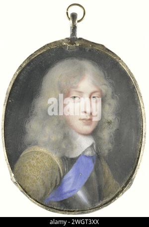 Jacobus II (1633-1701), dernier roi d'Angleterre, à l'âge de jeune, Louis du Guernier (I) (attribué à), 1645 - 1655 miniature (peinture) Portrait de Jacobus II (1633-1701), dernier roi d'Angleterre, à un âge plus jeune. Buste, à droite. Fait partie de la collection de portraits miniatures. carton. aquarelle (peinture). métal. personnalités historiques en verre Banque D'Images