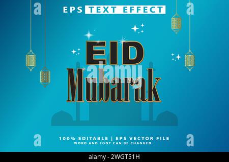 Effet de texte modifiable Eid mubarak Illustration de Vecteur