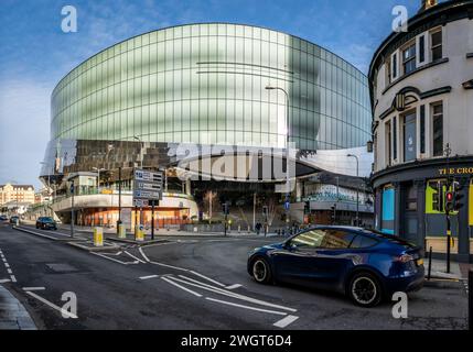 BIRMINGHAM NEW STREET STATION, BIRMINGHAM, ROYAUME-UNI - 1ER FÉVRIER 2024. L'extérieur de la gare de Birmingham New Street montrant l'entrée sur Hill St. Banque D'Images