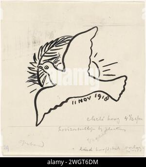 Peace Pigeon, Leo Set, 1934 - 1936 papier à dessin. peinture de pont. Encre de Inde (encre). Pinceau crayon (COHEN, Van Anarchist tot monarchiste) œuvres littéraires spécifiques (avec AUTEUR, titre). autres oiseaux : colombe. Liberté, liberté ; 'Libertà' (Ripa) Banque D'Images