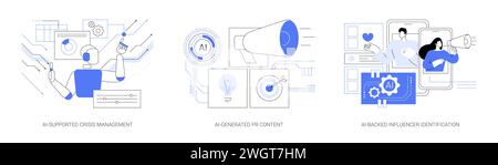 Outils AI pour les illustrations vectorielles abstraites de concepts de relations publiques. Illustration de Vecteur