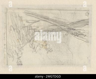 Croquis d'un paysage vallonné, Andreas Schelfhout, 1797 - 1870 papier à dessin. crayon basse montagne pays Banque D'Images