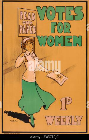 Affiche votes pour les femmes 1d hebdomadaire. Vers 1903 à 1926 Banque D'Images