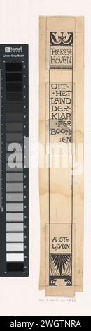 Conception d'un pont de livres pour : Thérèse Hoven, du pays des Klapperboomen, 1897, Willem Wenckebach, en 1897 ou avant carton à dessin. Encre de Inde (encre). peinture de pont. ornements crayon / pinceau  art. Banque D'Images