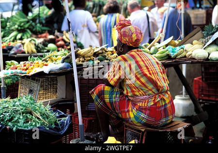 France, Département d'outre mer de la Guadeloupe (DOM), pointe à Pitre, Darse Market Banque D'Images