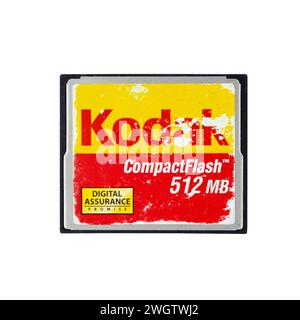Carte mémoire compact flash Kodak vintage arrière-plan blanc isolé Banque D'Images