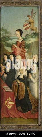 Panneau commémoratif avec neuf portraits féminins, probablement Kathrijn Willemsdr van der Graft and Family, avec Sainte Marie-Madeleine et la famille Van Soutelande et les écussons Van der Graft-Van Soutelande, aile intérieure droite d'un retable, Maître d'Alkmaar, c. 1515 - c. 1520 peinture de trappe latérale à partir d'un mémorandum avec huit portraits d'hommes et neuf de femmes, ou accompagné par les saints Jacobus Major et Maria Magdalena. Sur le panneau de gauche (SK-A-1188-A) le fondateur agenouillé Willem Jelysz van Soutelande (d. 1515-16) dans l'armure d'un chevalier de la Fraternité de Terre Sainte. Pour lui-même un autel avec un Banque D'Images