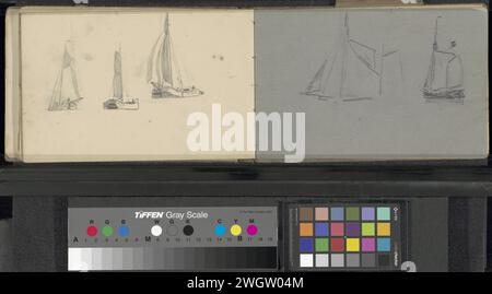 Feuille d'étude avec des navires, Louis Apol, 1880 feuille 24 verso tiré d'un carnet de croquis de 38 feuilles destiné lors de l'expédition à Nova Zembla en 1880. papier. navires crayons (en général) Banque D'Images