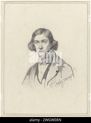 Portret van Pierre Louis Dubourq, Reinier Craeyvanger, 1841 - 1842 dessin possible pour un tirage. papier. crayon de personnes historiques. portrait, autoportrait de dessinateur. portrait, autoportrait de peintre. portrait, autoportrait d'artiste Banque D'Images