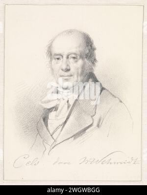 Portrait de Cornelis Cels, Willem Hendrik Schmidt, 1819 - 1849 papier à dessin. crayon de personnes historiques. portrait, autoportrait de dessinateur. portrait, autoportrait de peintre. portrait, autoportrait d'artiste Banque D'Images