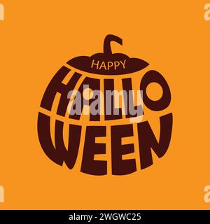 Conception de logo de typographie vectorielle Halloween heureuse. Lettrage de vacances pour bannière. Bonne affiche d'Halloween, carte de voeux, invitation à la fête. Vecteur Illustration de Vecteur