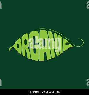 Logo organique vecteur logo nature logo. Badge d'aliment biologique. Typographie éco végétarienne pour restaurant, commerce. Couleur verte. Illustration de Vecteur