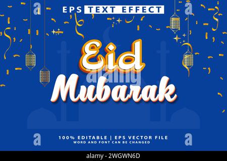 Effet de texte modifiable Eid mubarak Illustration de Vecteur