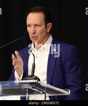 Westwego, États-Unis. 06th Feb, 2024. Le gouverneur de Louisiane Jeff Landry prend la parole lors de la réunion annuelle 2024 de la Chambre de commerce Jefferson au Alario Center à Westwego, en Louisiane, le mardi 6 février 2023. (Photo de Peter G. Forest/Sipa USA) crédit : Sipa USA/Alamy Live News Banque D'Images