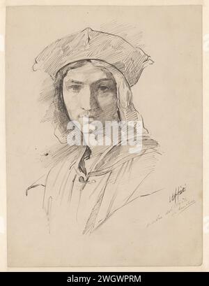 Portret Van Baccio Bandinelli, Nicolaas van der Waay, d'après Andrea del Sarto, 1884 dessin du papier de Florence. encre. stylo crayon / brosse personnes historiques Banque D'Images