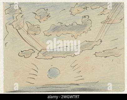 Étude des nuages avec Zon, Adolf le Comte, 1860 - 1921 papier à dessin. encre. nuages de craie Banque D'Images