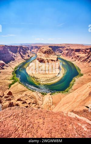 Horseshoe Bend Arizona vue panoramique depuis Cliff Edge Banque D'Images