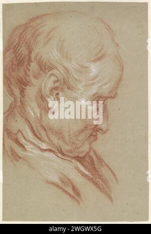 Tête d'un vieil homme, et profil à droite, Jan Anton Garemyn, 1722 - 1799 papier à dessin. tête de craie (humaine). vieil homme Banque D'Images