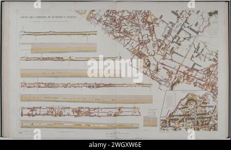 Atlas souterrain de la ville de Paris - 17. Coupes des carrières du quartier Saint-Jacques - BHVP. Banque D'Images