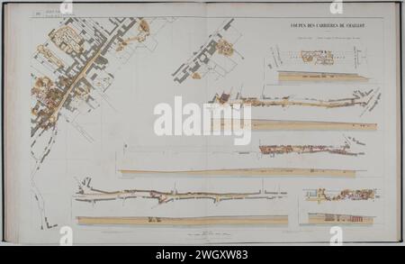 Atlas souterrain de la ville de Paris - 20. Coupes des carrières de Chaillot - BHVP. Banque D'Images