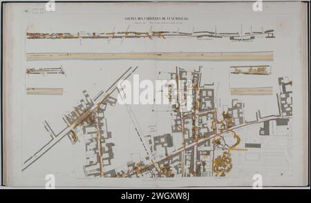 Atlas souterrain de la ville de Paris - 14. Coupes des carrières du Luxembourg - BHVP. Banque D'Images