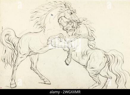 Deux étalons de combat, Carle Vernet, d'après George Stubbs, d'après George Townley Stubbs, 1768 - 1836 papier à dessin. encre. stylo à craie combattant des chevaux Banque D'Images