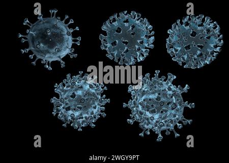 Symbolbild: CGI-Visualizierung: Coronavirus, Mutationen Delta Omicron/ image symbolique: Corona virus, mutations: Delta, Omicron (nur fuer redaktionelle Banque D'Images