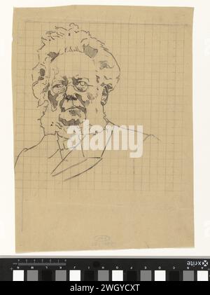 Portrait de Henrik Ibsen, Johan Braakensiek, c. 1868 - c. 1940 dessin peut-être un dessin pour une impression. papier. encre. crayon Banque D'Images