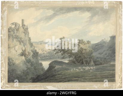 Paysage montagneux italien avec le lac Nemi, John Robert Cozens, 1790 papier à dessin. aquarelle (peinture). pinceau crayon (haut) colline. lake Lin sera le nom du nom Banque D'Images