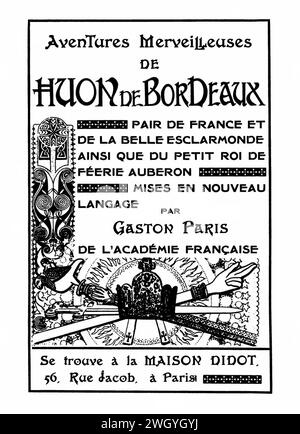 Aventures merveilleuses de Huon de Bordeaux (page 5 crop). Banque D'Images