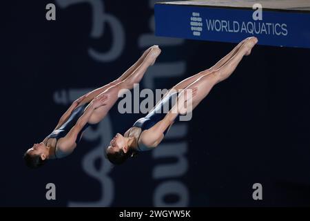 Doha, Qatar. 6 février 2024. Mi Rae Kim & Jin Mi JO (PRK) Diving : Championnats du monde de natation Doha 2024 finale de plate-forme synchronisée 10m féminine au Hamad Aquatic Centre à Doha, Qatar . Crédit : Naoki Morita/AFLO SPORT/Alamy Live News Banque D'Images