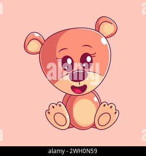 Mignon ours en peluche assis style de dessin animé Illustration de Vecteur