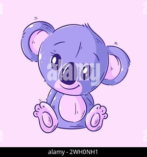 Mignon koala assis dans le vecteur de style de dessin animé Illustration de Vecteur