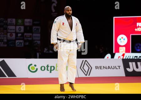 Paris, France. 04th Feb, 2024. Teddy Riner de France vu lors du 100kg 2024 Judo Grand Chelem Paris. L’Accor Arena, à Paris, a accueilli le Grand Chelem de Paris du 2 au 4 février, événement sur le circuit mondial de la Fédération internationale de Judo (FIJ). Dimanche, dernier jour de la compétition, les athlètes des catégories hommes -90kg, -100kg, 100kg et femmes -78kg, 78kg se sont affrontés. Crédit : SOPA images Limited/Alamy Live News Banque D'Images