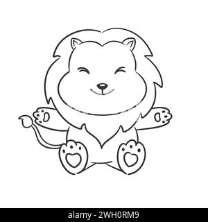 Mignon lion se sent très heureux pour la coloration Illustration de Vecteur