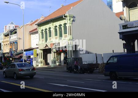 Vieux bâtiments colorés à Singapour. Banque D'Images