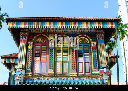 La villa chinoise colorée de Tan Teng Niah à Little India, Singapour. Banque D'Images