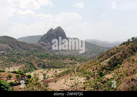 Conduite de Gondar à Humera dans le nord-ouest de l'Éthiopie. Banque D'Images