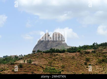 Conduite de Gondar à Humera dans le nord-ouest de l'Éthiopie. Banque D'Images