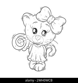 Mignonne lionne portant une sucette pour la coloration Illustration de Vecteur