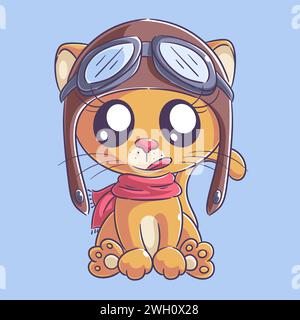 Lionne assise et portant un chapeau Illustration de Vecteur