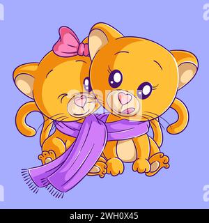 Mignonne lionne portant deux assis Illustration de Vecteur