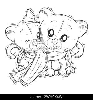 Mignonne lionne portant deux assis pour la coloration Illustration de Vecteur