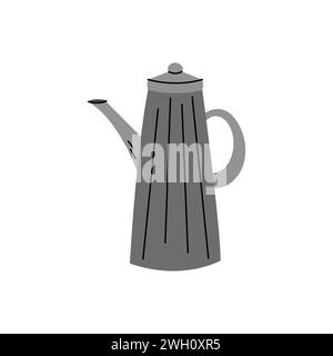 Illustration vectorielle doodle de cafetière. Pot de café isolé objet dessiné à la main simple. Illustration de Vecteur